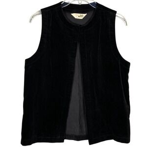 Jack Winter Black Cotton Velour Open Front Sleeveless Vest Women's Small
